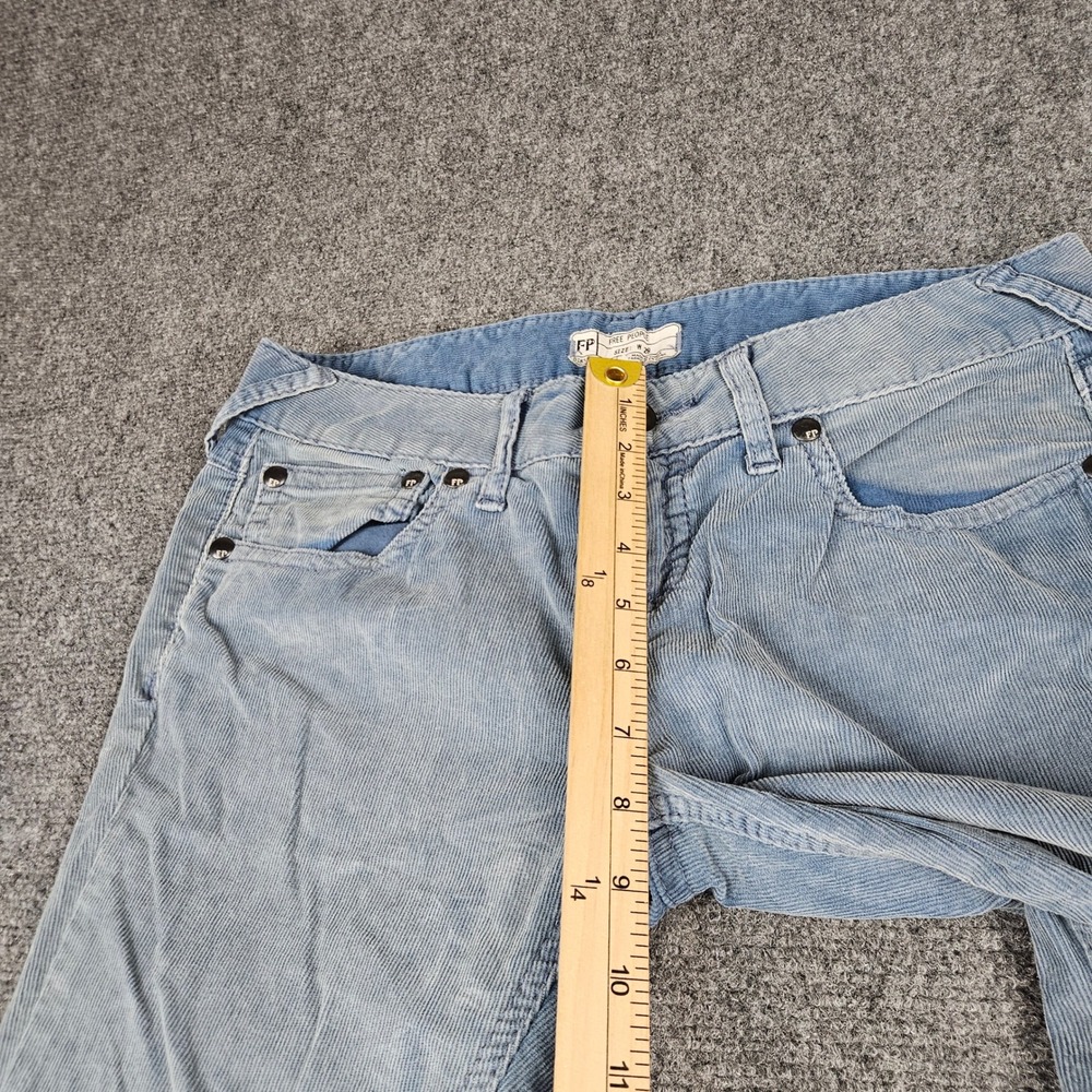 Free People Blue Corduroy Pants Slim Straight Leg Low Rise Size 29 61855-16515 - Picture 11 of 11